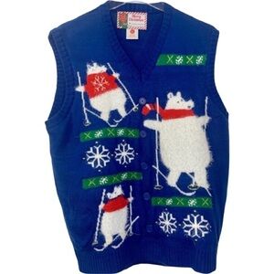 Vintage Christmas Polar Bear Sweater Vest Leggings Outfit Ugly Sweater Party